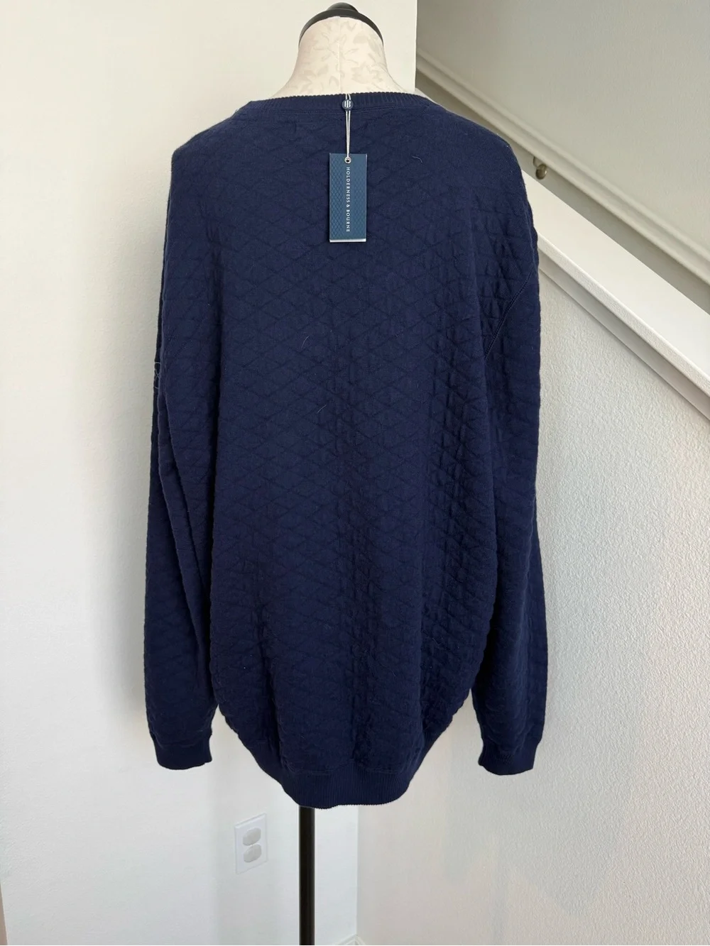 Holderness & Bourne Men's Blue Ward Sweater Heathered Navy Egyptian Cotton 2XL